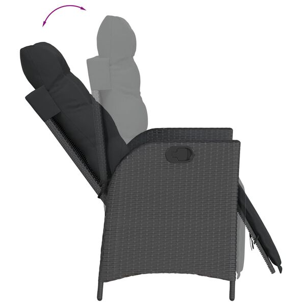 vidaXL Ensemble &agrave; manger de jardin avec coussins 3 pcs Noir