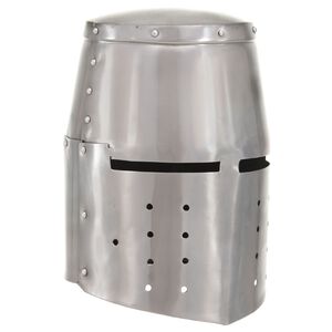 vidaXL Casque de chevalier m&eacute;di&eacute;val antique pour GN Argent&eacute; Acier