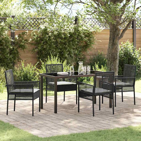 vidaXL Ensemble de salle &agrave; manger pour jardin 5 pcs Noir polyrotin