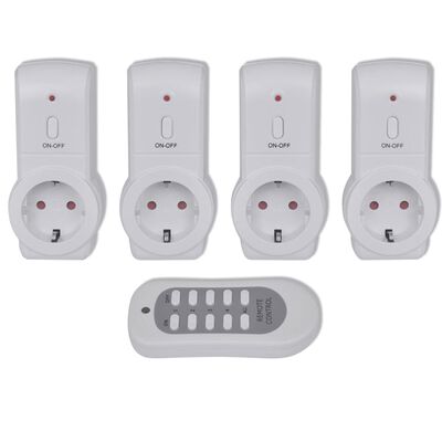 4 prises de courant sans fil avec télécommande