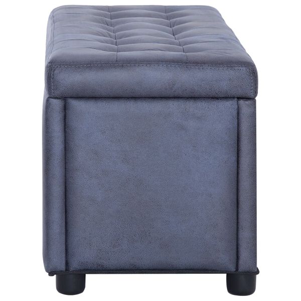 vidaXL Pouf de rangement 87,5 cm Gris Similicuir daim