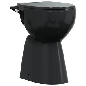 vidaXL Toilette sans rebord 7 cm hauteur suppl&eacute;mentaire Abattant amorti C&eacute;ramique Noir