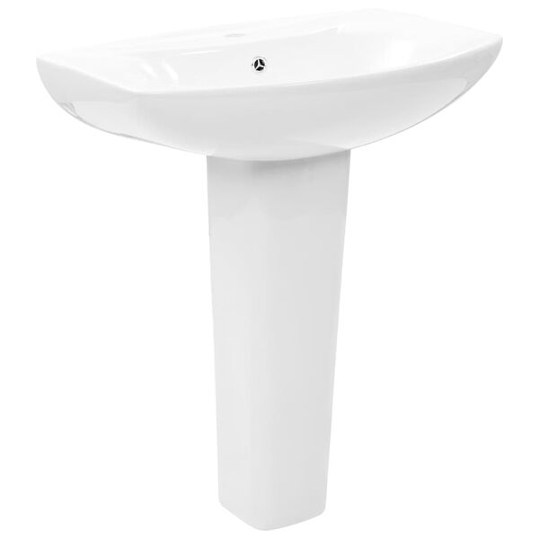 vidaXL Vasque autoportant avec socle C&eacute;ramique Blanc 650x520x200 mm