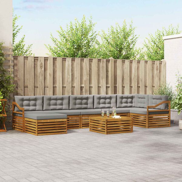 vidaXL Ensemble de canap&eacute;s d'ext&eacute;rieur 8 pcs Gris Naturel et Clair