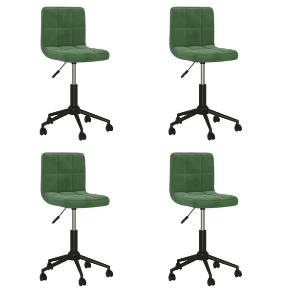 vidaXL Chaises pivotantes &agrave; manger lot de 4 vert fonc&eacute; velours
