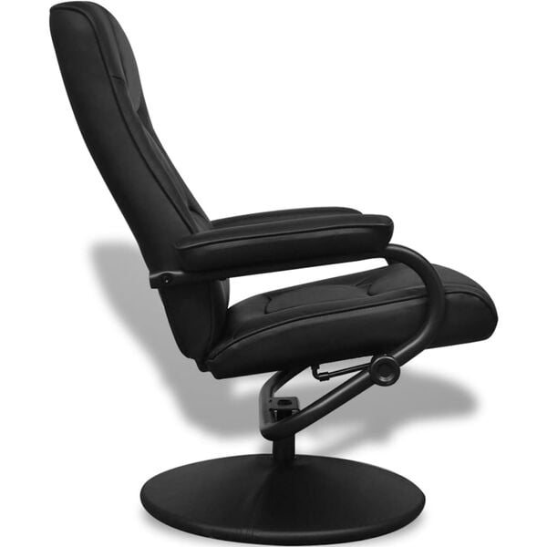 vidaXL Fauteuil TV avec repose-pied Noir Similicuir