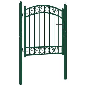 vidaXL Portail de cl&ocirc;ture EMMEN avec arc en haut, acier, 100&nbsp;x&nbsp;86&nbsp;cm, vert
