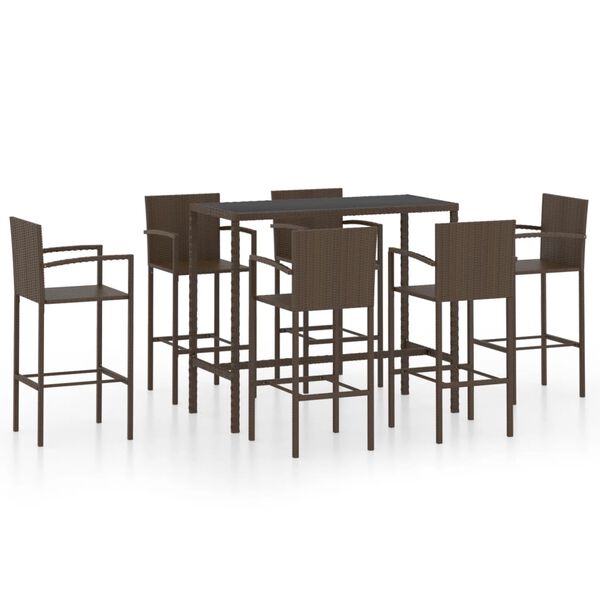 vidaXL Ensemble de bar de jardin 7 pcs R&eacute;sine tress&eacute;e Marron
