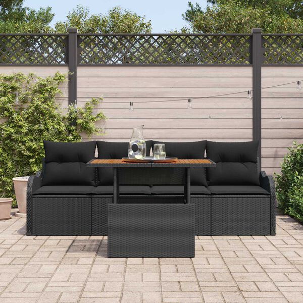 vidaXL Ensemble de canap&eacute; de jardin avec coussin 5 pcs Noir polyrotin