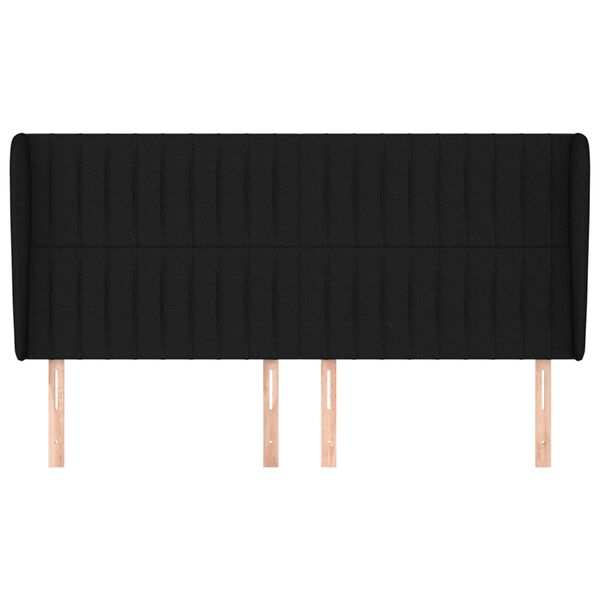 vidaXL T&ecirc;te de lit avec oreilles Noir 163x23x118/128 cm Tissu