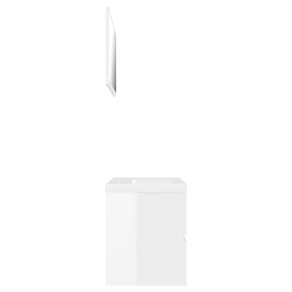 vidaXL Ensemble de meubles de salle de bain Blanc brillant Agglom&eacute;r&eacute;