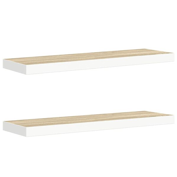 vidaXL &Eacute;tag&egrave;res flottantes 2 pcs ch&ecirc;ne et blanc 80x23,5x3,8 cm MDF