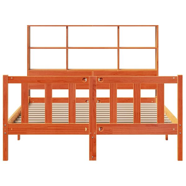 vidaXL Lit biblioth&egrave;que sans matelas cire marron 140x190 cm pin massif