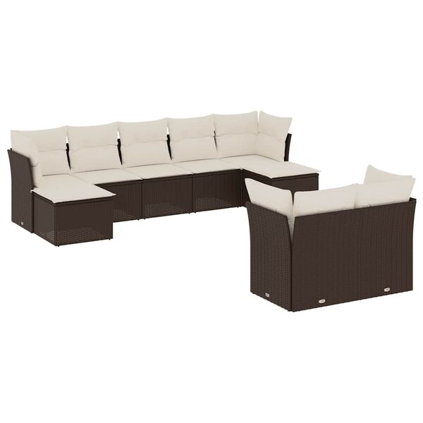 vidaXL Salon de jardin avec coussins 9 pcs marron r&eacute;sine tress&eacute;e