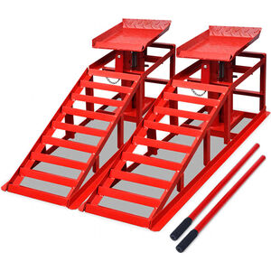 vidaXL Rampes de r&eacute;paration auto 2 pcs rouge acier