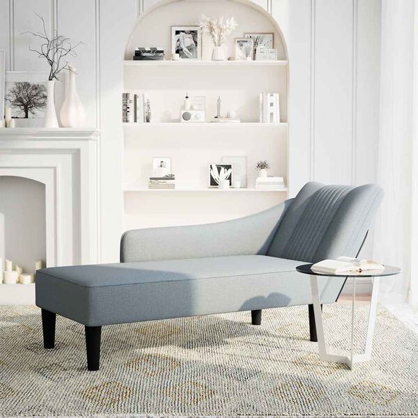 vidaXL Fauteuil long avec accoudoir droit gris clair tissu