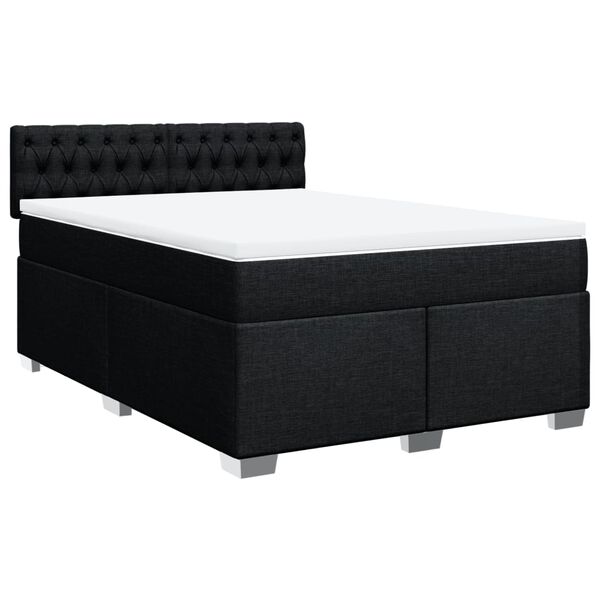 vidaXL Sommier &agrave; lattes de lit avec matelas Noir 140x200 cm Tissu