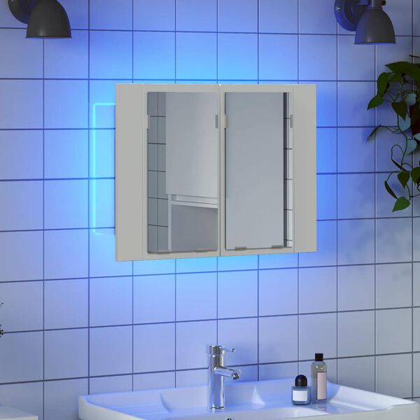 vidaXL Armoire &agrave; miroir de bain &agrave; LED Blanc brillant Acrylique