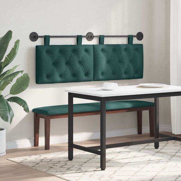 vidaXL T&ecirc;te de lit suspendue Vert fonc&eacute; 130 x 55 x 7 cm tissu