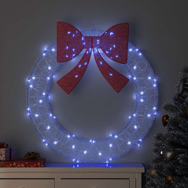 vidaXL Couronne avec 80 LED Bleu 92 x 9.5 x 92 cm Acrylique