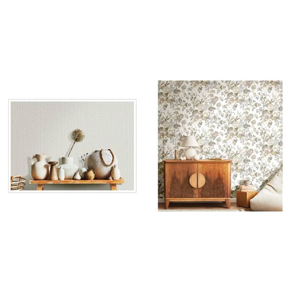 Noordwand Papier peint Blooming Garden 6 Big Flowers Beige et bleu