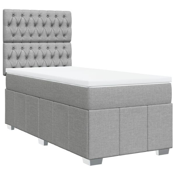 vidaXL Sommier &agrave; lattes de lit avec matelas Gris clair 90x200 cm Tissu