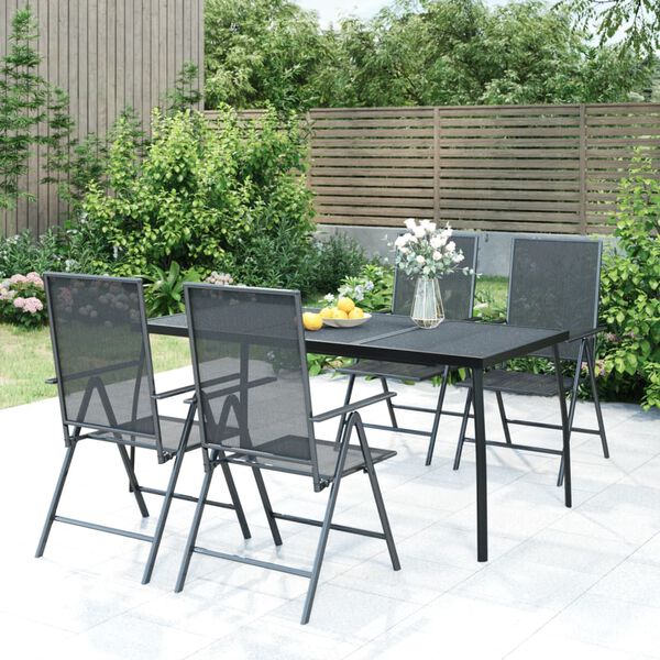 vidaXL Ensemble à manger de jardin 5 pcs anthracite acier