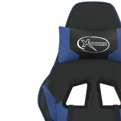 vidaXL Chaise de jeu de massage Noir et bleu Similicuir