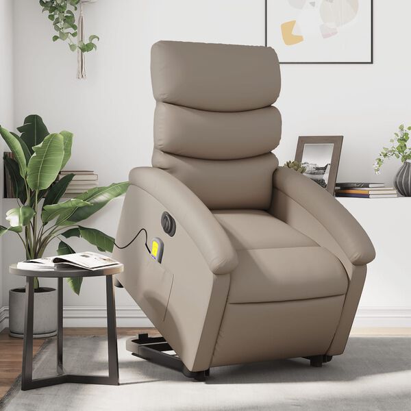 vidaXL Fauteuil inclinable de massage électrique cappuccino similicuir