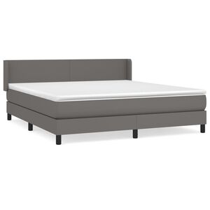 vidaXL Sommier &agrave; lattes de lit avec matelas Gris 160x200 cm Similicuir