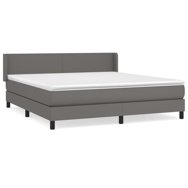 vidaXL Sommier &agrave; lattes de lit avec matelas Gris 160x200 cm Similicuir
