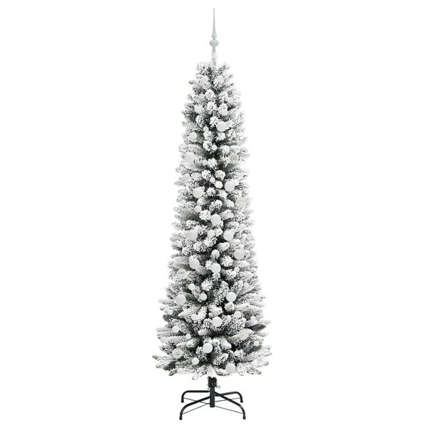 vidaXL Sapin de No&euml;l artificiel Blanc 210 cm PVC, m&eacute;tal et plastique
