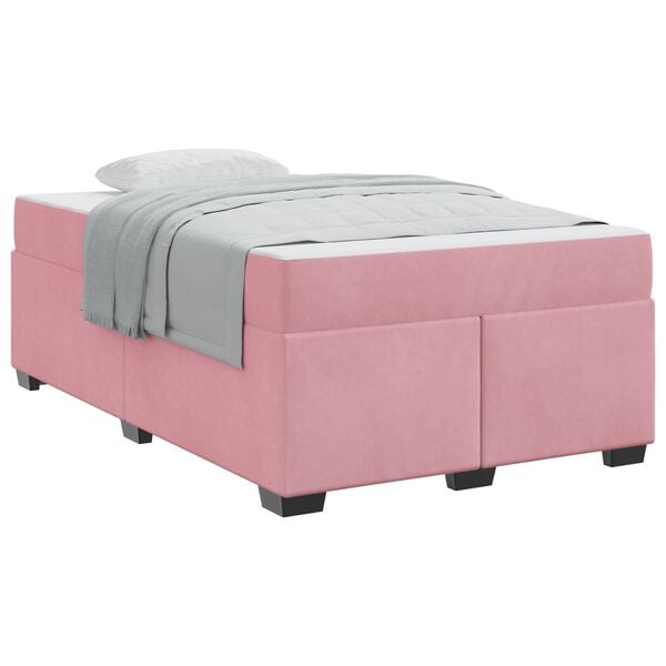vidaXL Cadre de lit avec matelas Rose 120 x 190 cm tissu