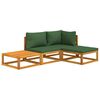 vidaXL Salon de jardin 4 pcs avec coussins vert bois massif
