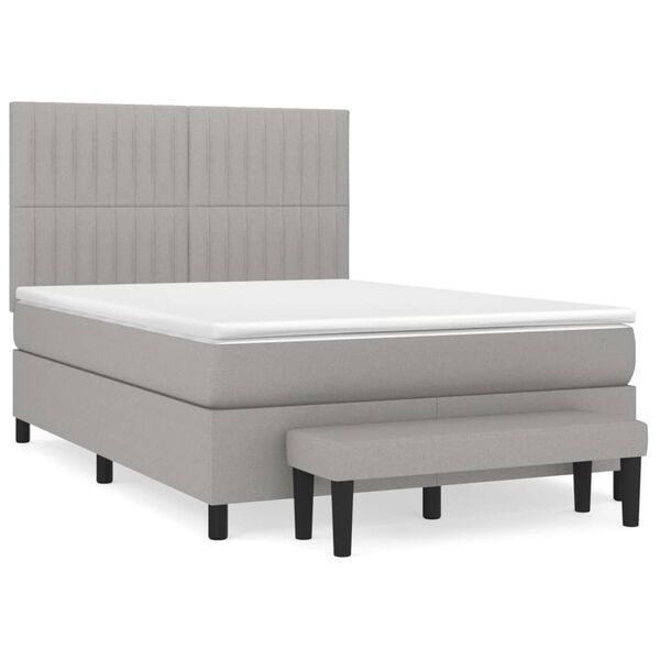 vidaXL Sommier &agrave; lattes de lit avec matelas Gris clair 140x190cm Tissu