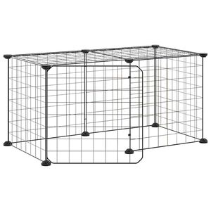 vidaXL Cage animaux de compagnie &agrave; 8 panneaux et porte Noir 70x35x35 cm