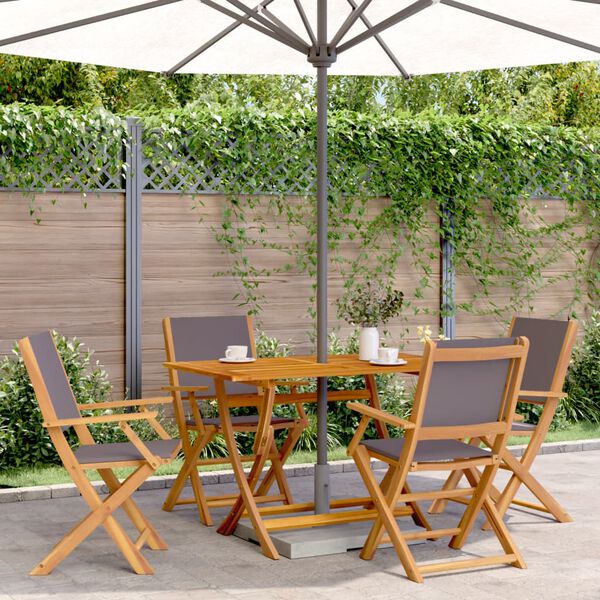 vidaXL Ensemble &agrave; manger de jardin 5 pcs anthracite tissu bois massif