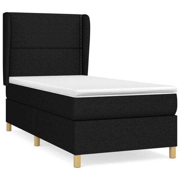 vidaXL Sommier &agrave; lattes de lit avec matelas Noir 100x200 cm Tissu