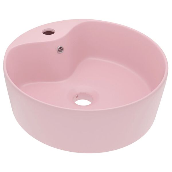 vidaXL Lavabo de luxe avec trop-plein Rose mat 36x13 cm C&eacute;ramique