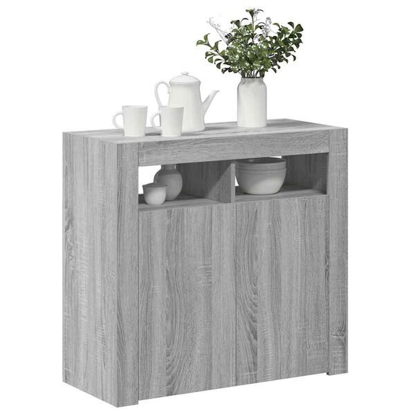 vidaXL Buffet avec lumières LED sonoma gris 80x35x75 cm
