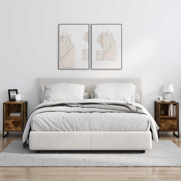 vidaXL Table de chevet Ch&ecirc;ne Fum&eacute; 39,5 x 30 x 50 cm Bois d'ing&eacute;nierie