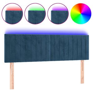 vidaXL Tête de lit à LED Bleu foncé 144x5x78/88 cm Velours