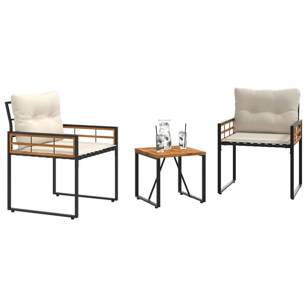 vidaXL Ensemble de meubles d'extérieur avec coussin 3 pcs Crème