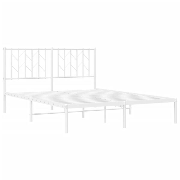 vidaXL Cadre de lit m&eacute;tal sans matelas et t&ecirc;te de lit blanc 135x190 cm