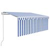 vidaXL Auvent r&eacute;tractable automatique avec store 3,5x2,5 m Bleu blanc