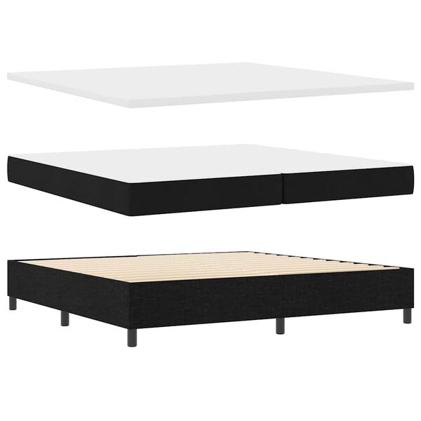 vidaXL Lit &agrave; ressorts avec matelas Noir 200 x 200 cm tissu