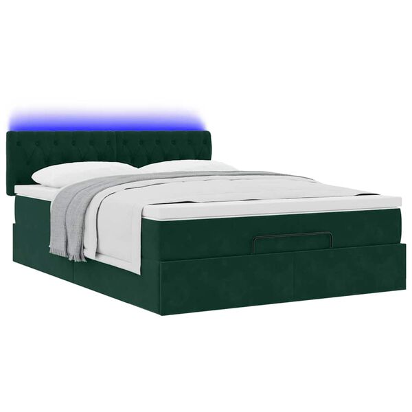 vidaXL Cadre de lit ottoman avec matelas vert fonc&eacute; 140x190 cm velours