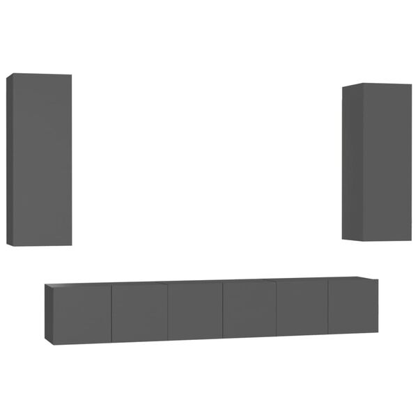 vidaXL Ensemble de meubles TV 5 pcs Gris Bois d&rsquo;ing&eacute;nierie