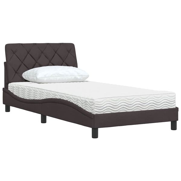 vidaXL Lit avec matelas marron foncé 100x200 cm tissu