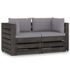 vidaXL Canap&eacute; de jardin 2 places avec coussins bois impr&eacute;gn&eacute; de gris